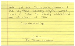 James Watson Autograph Note Signed -- The Nobel Prize Winning Physicist Says He could relax and feel happy After His DNA Discovery